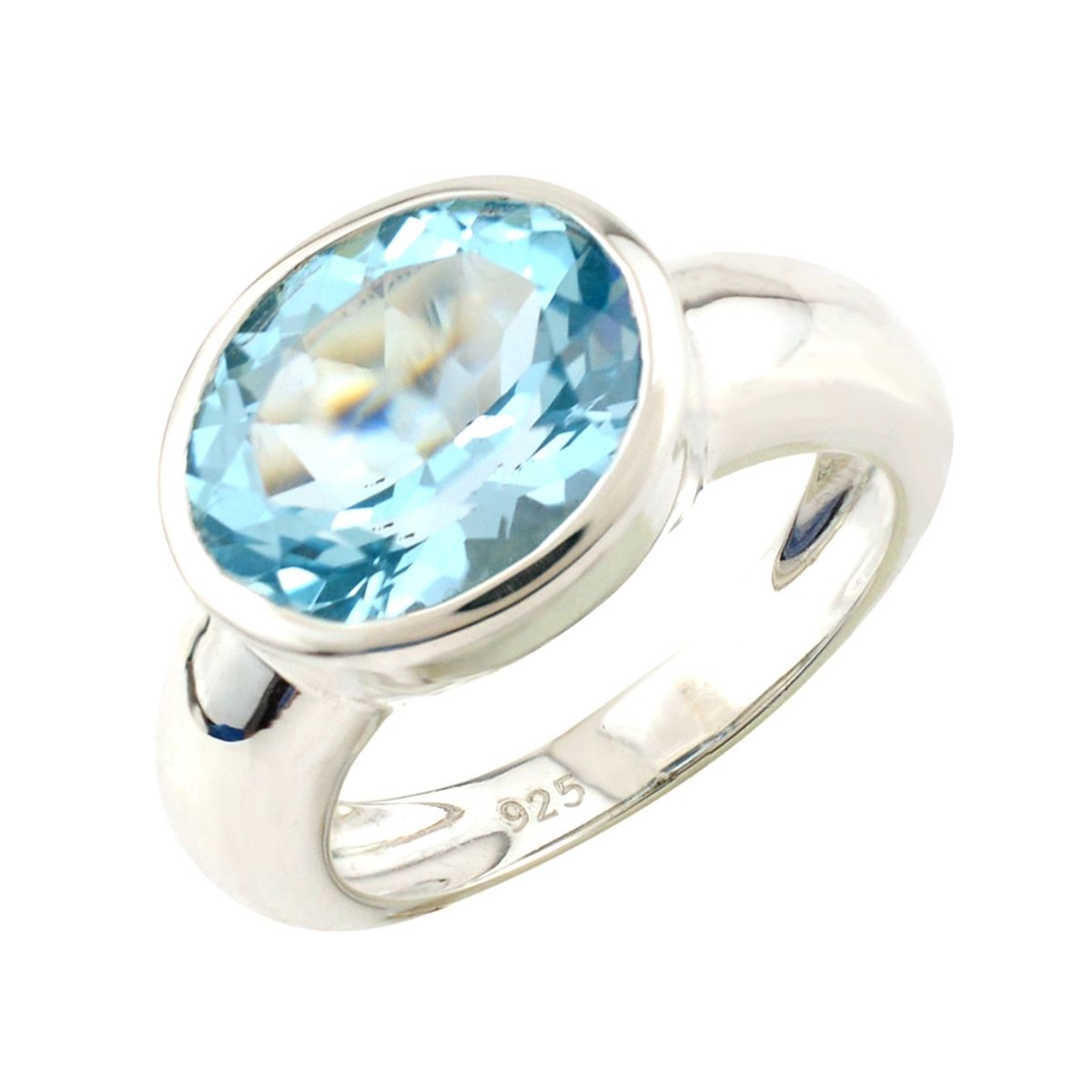 ALYN B JOYAS - Anillo de plata pulido Ovalado  Topacio Sky Blue