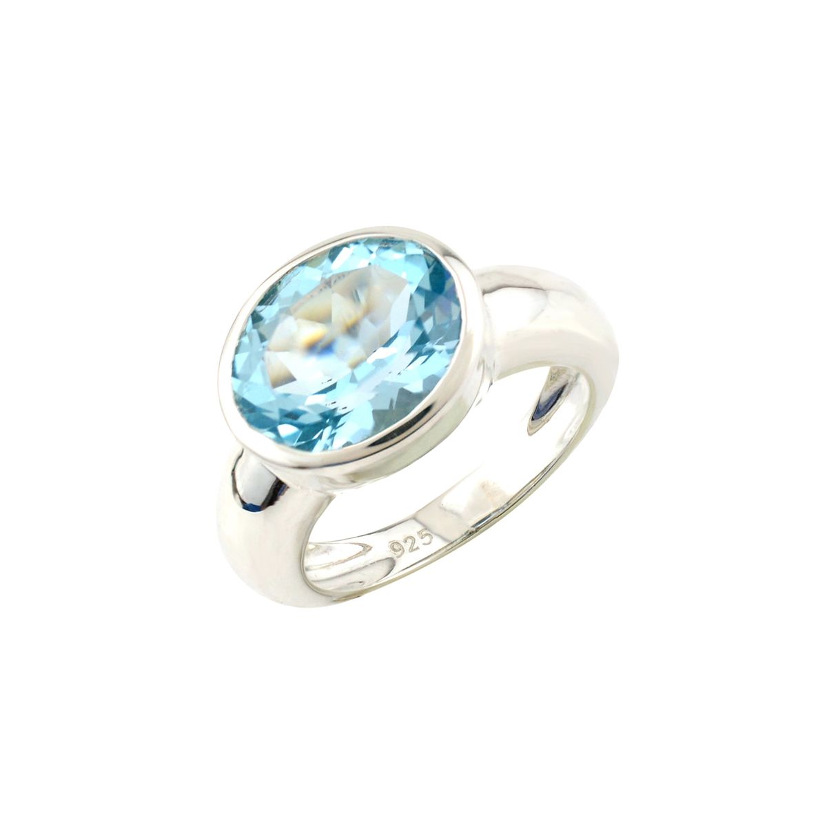 ALYN B JOYAS - Anillo de plata pulido Ovalado  Topacio Sky Blue