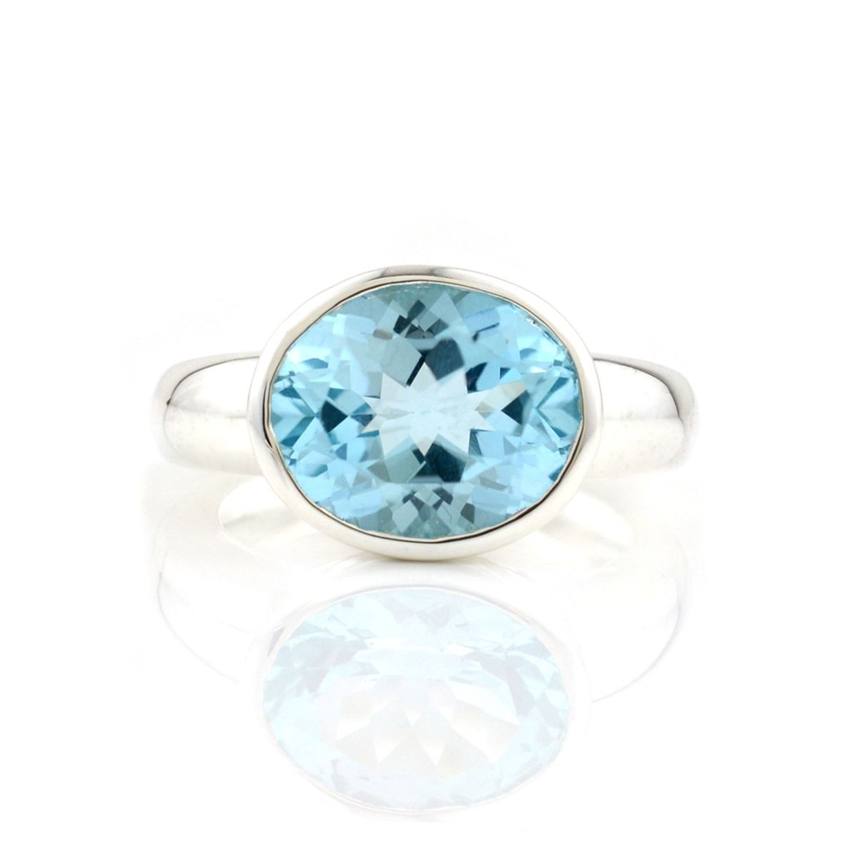 ALYN B JOYAS - Anillo de plata pulido Ovalado  Topacio Sky Blue