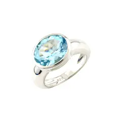 ALYN B JOYAS - Anillo de plata pulido Ovalado Topacio Sky Blue