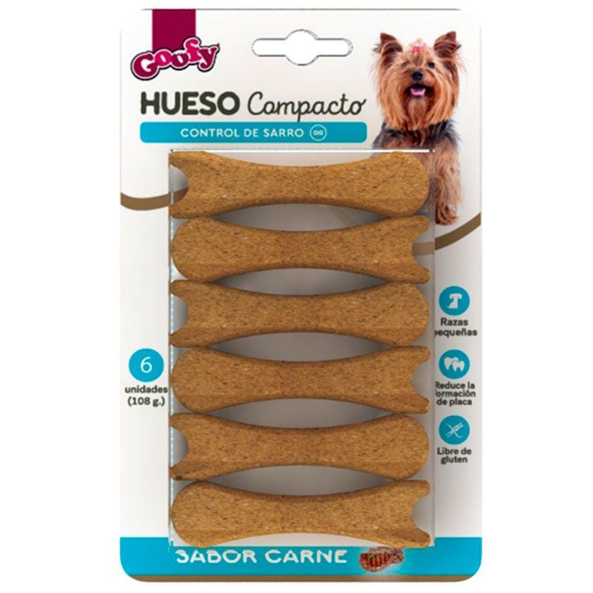 GOOFY - Snack Goofy Hueso Compacto Raza Pequeña Perro, 6 Und