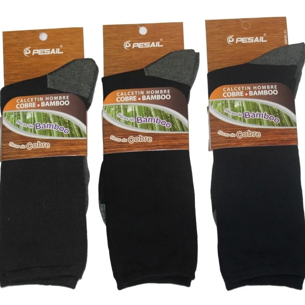GARSIL - 3 Pares de Calcetines De Vestir Hombre Diabético Cobre + Bambú