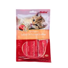 BIOLINE - Snack Cremoso Gato Sabor Atun y Ostion , 6 Tubos