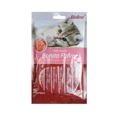 BIOLINE - Snack Cremoso Gato Sabor Pez Bonito , 6 Tubos