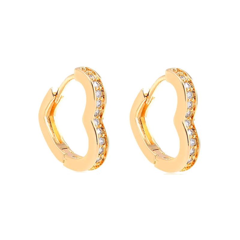 GENERICO - Aros Mujer Argollas Corazón 7 mm Bañado en Oro Philippa Joyas