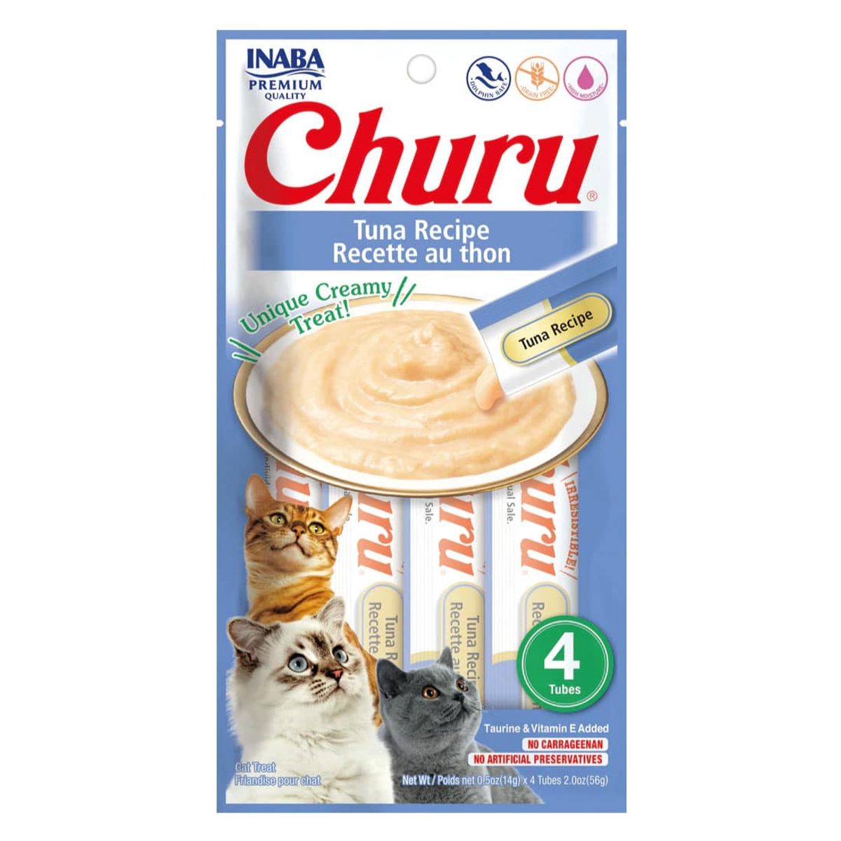 INABA - Snack Inaba Churu Gato Sabor Atún, 4 Tubos