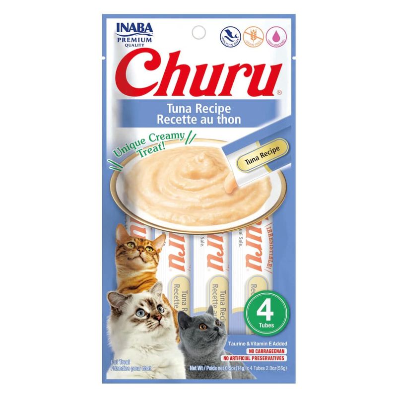 INABA - Inaba Churu Snack Gato Sabor Atún, 4 Tubos