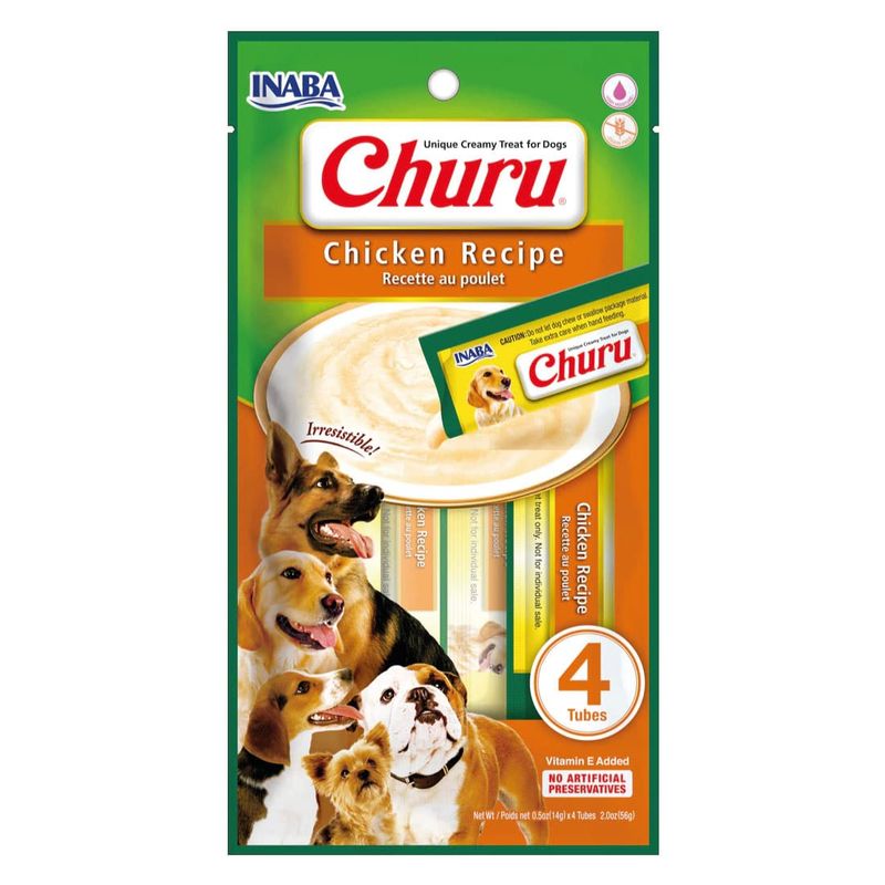 INABA - Inaba Churu Snack Perro Sabor Pollo, 4 Tubos