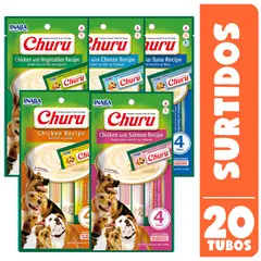 INABA - Churu Perro Pack 5 Sobres (20u) Snack Cremoso, Sabores
