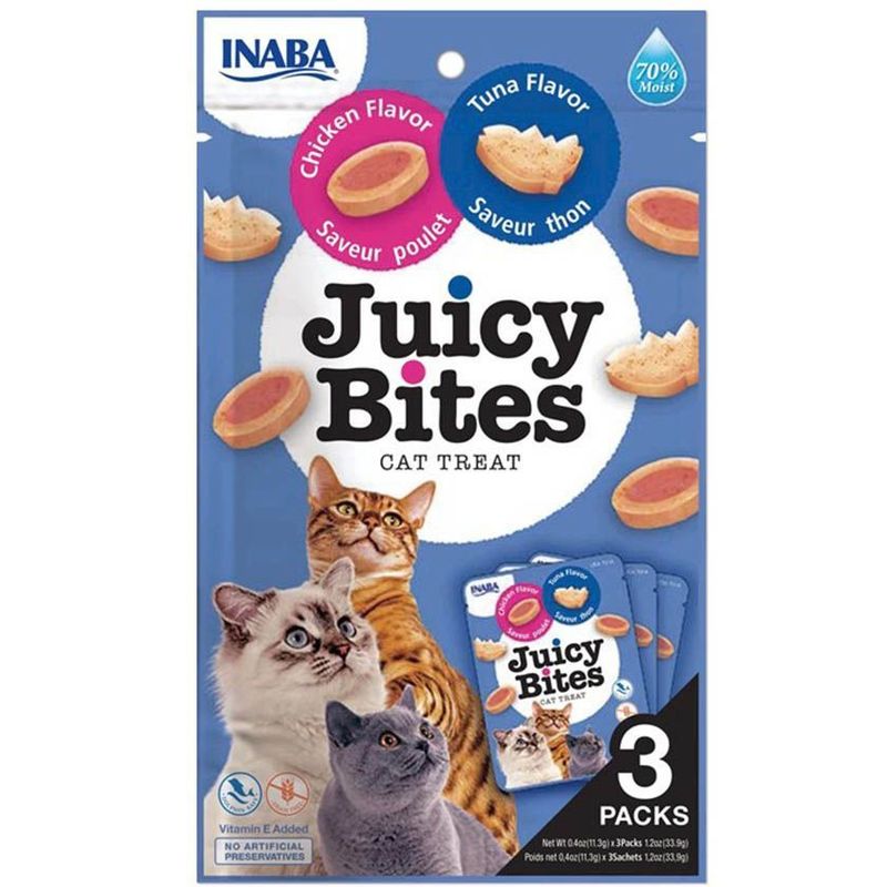 INABA - Inaba Juicy Bites Snack Gato Sabor Atún y Pollo