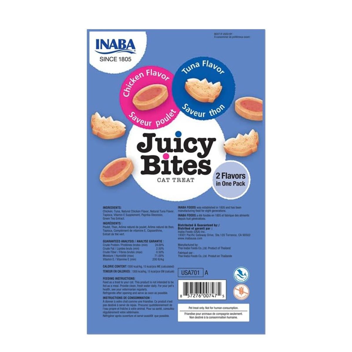 INABA - Snack Gato Inaba Juicy Bites Sabor Atún y Pollo Para Gato