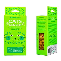 MARBEN PETS - Galletas Cats Snack Rellenas Sabor Salmon y Catnip Gato 80g