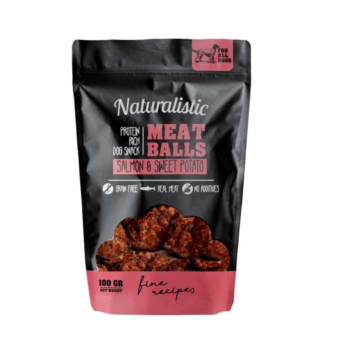 NATURALIST - Snack Naturalistic MeatBalls Salmon Camote Para Perro, 100gr