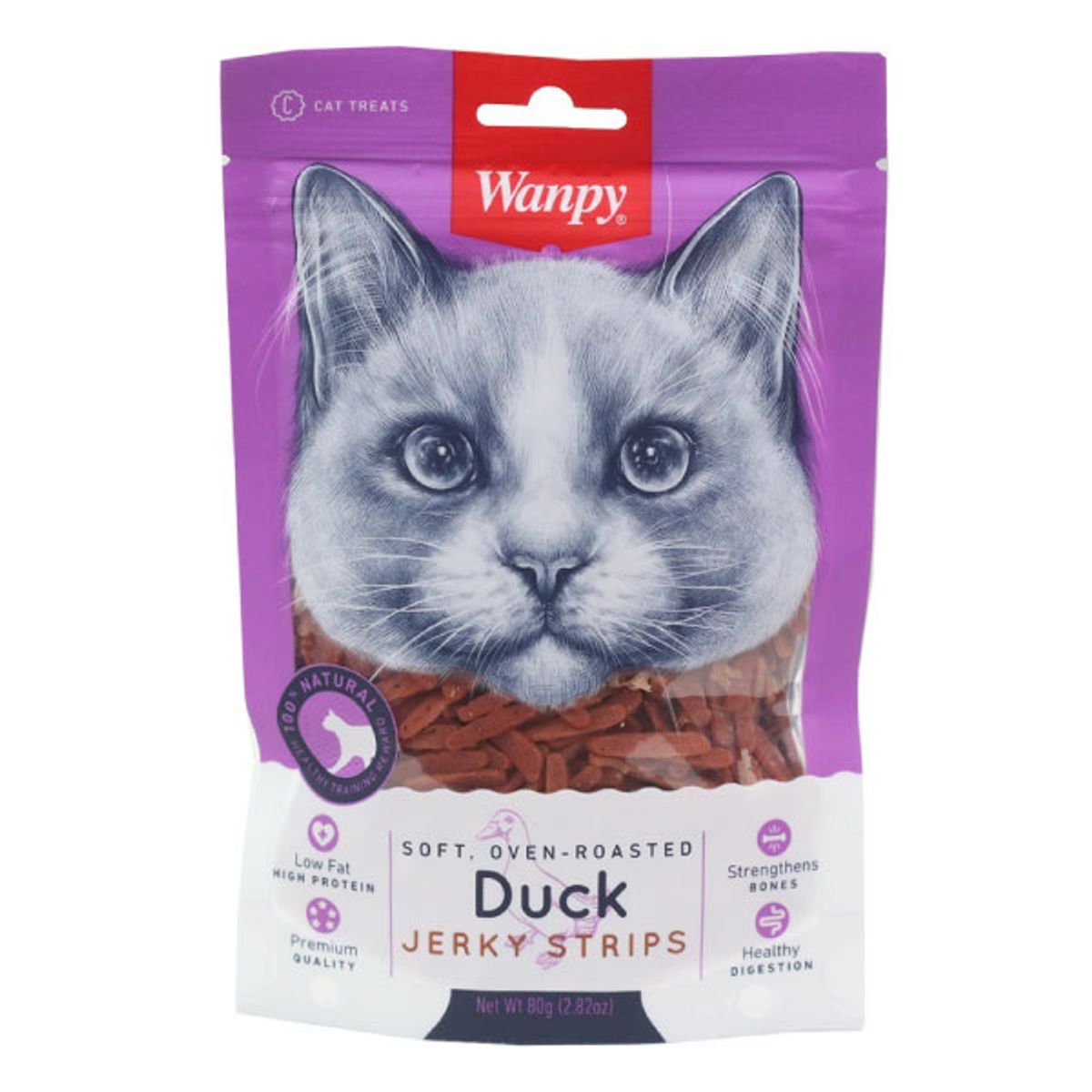 SNAK - Snack Wanpy Cat Duck Jerky Strips, 80 Grs