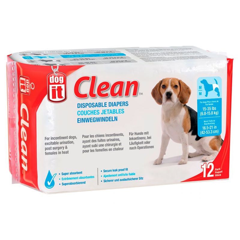 DOG IT - Dogit Pañales Desechables Perro Medium 7 a 16 kg, 10 Und