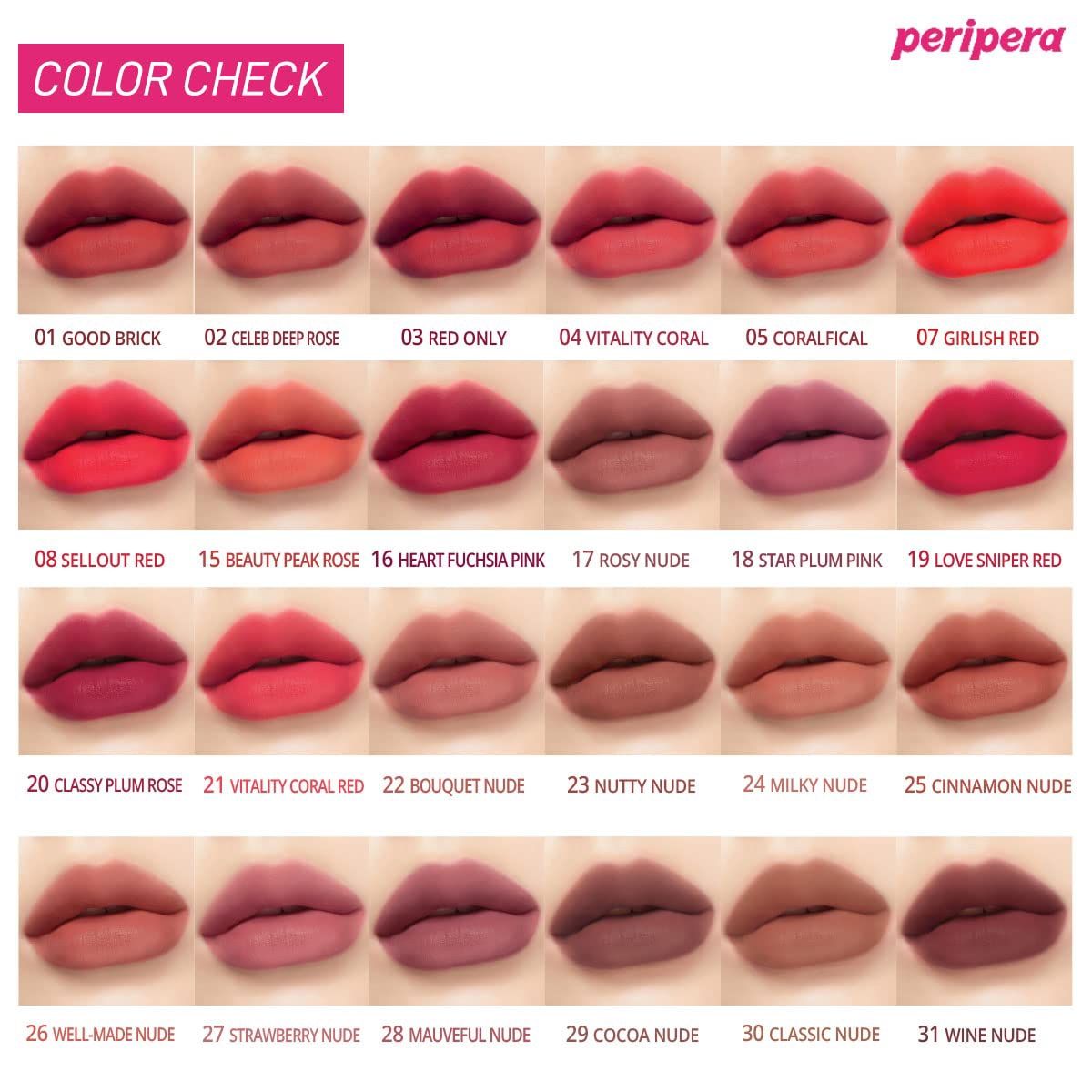 PERIPERA - Tinta Labial INK VELVET 001 GOOD BRICK - Cosmética Coreana