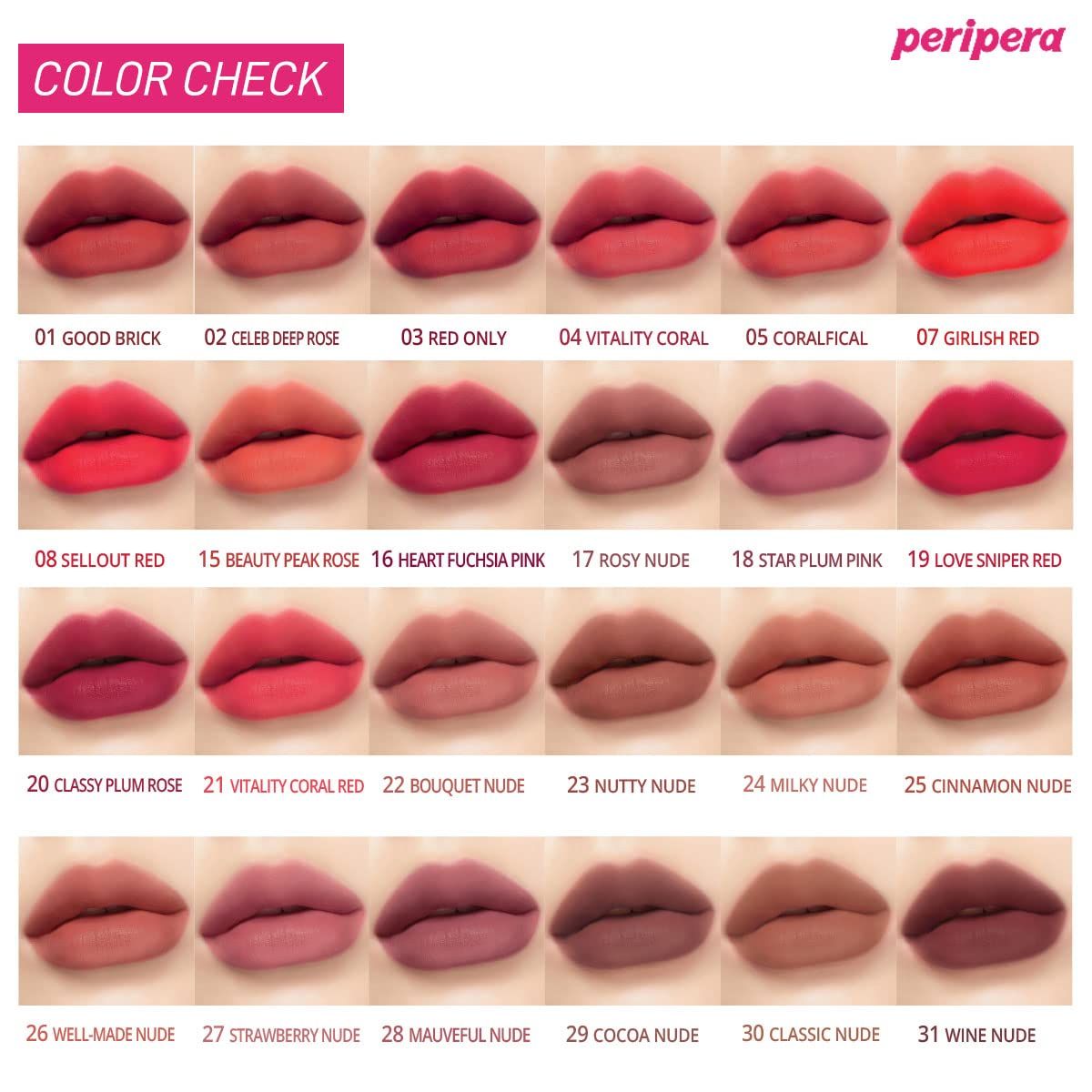 PERIPERA - Tinta Labial INK VELVET - 021 VITALITY CORAL RED