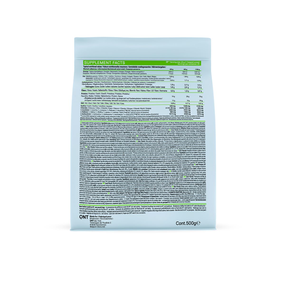QNT - Proteina Para Cocinar Whey Light Digest 500gr Pistacho QNT