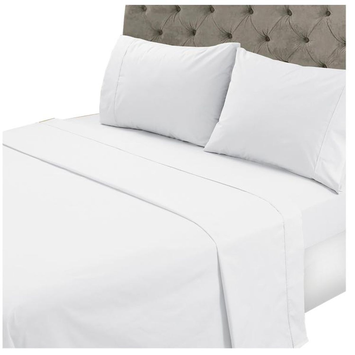 MALLORCA - Juego de Sabanas 144 Hilos Lisa Blanca King