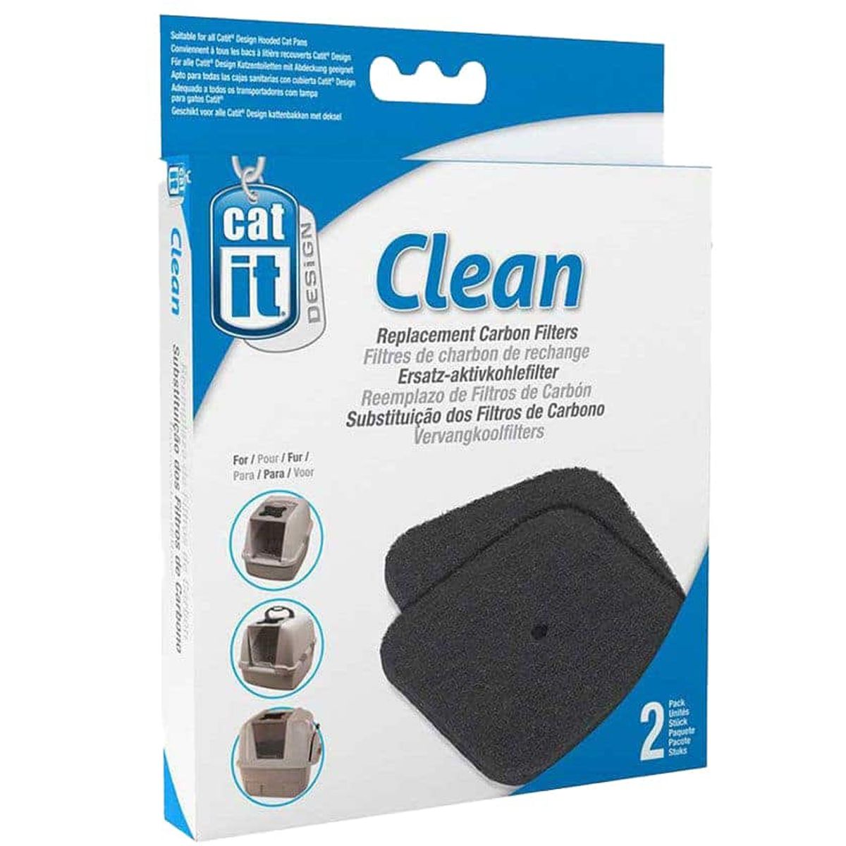 CATIT - Pack Filtros Carbon Catit Para Baño Cerrado Gato, 2 Und