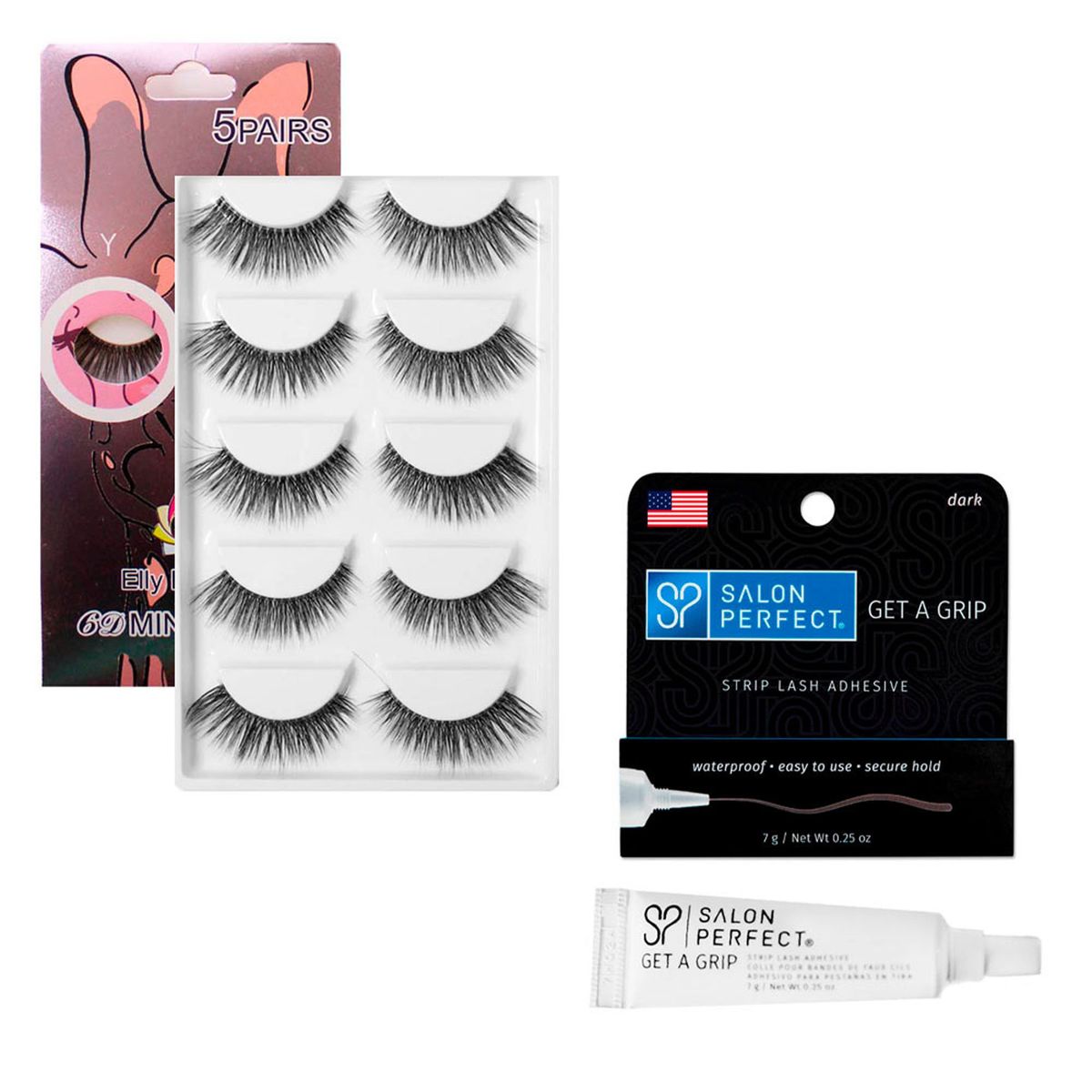 COSMETICAVAL - Set 5 pares de pestañas reutilizables W06 + pegamento