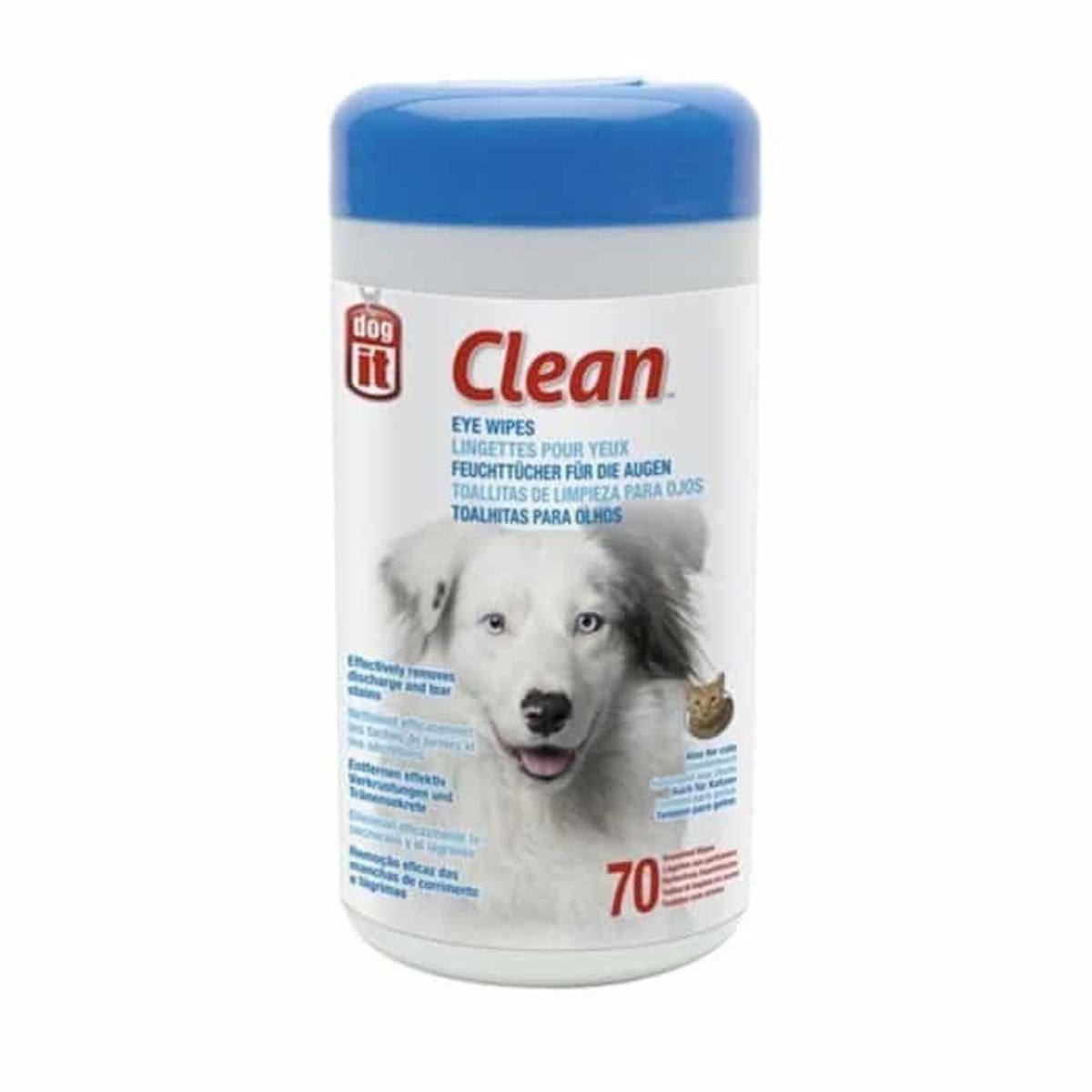 DOG IT - Toallitas Humedas Limpieza Ojos Dogit Perros y Gatos, 70 Und
