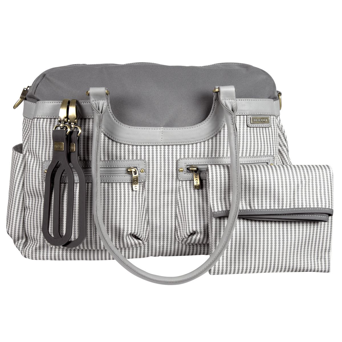 JJ COLE - Bolso Pañalero Satchel Diaper Bag Crema Gris