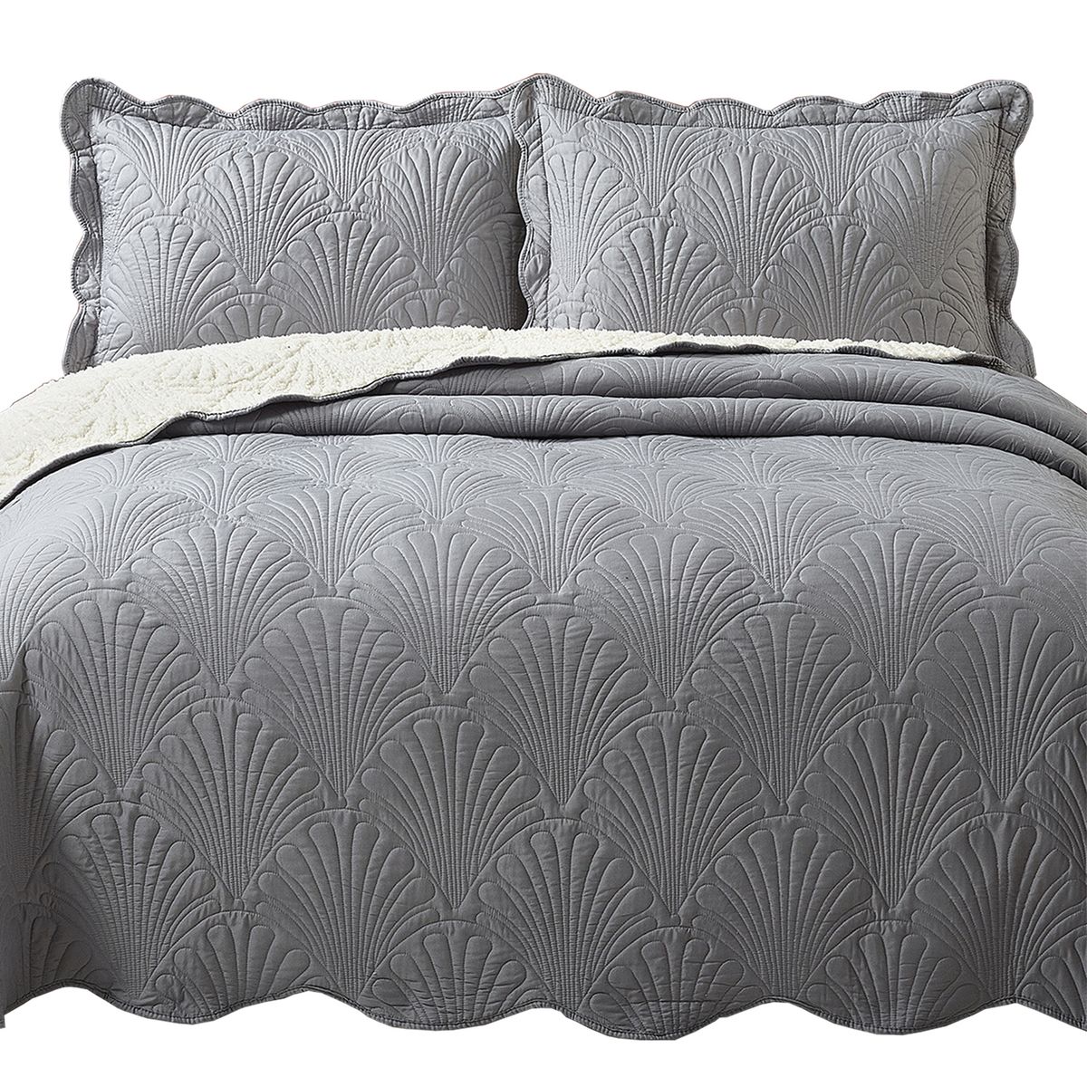 MALLORCA - Quilt Sherpa Paris Liso Gris Superking