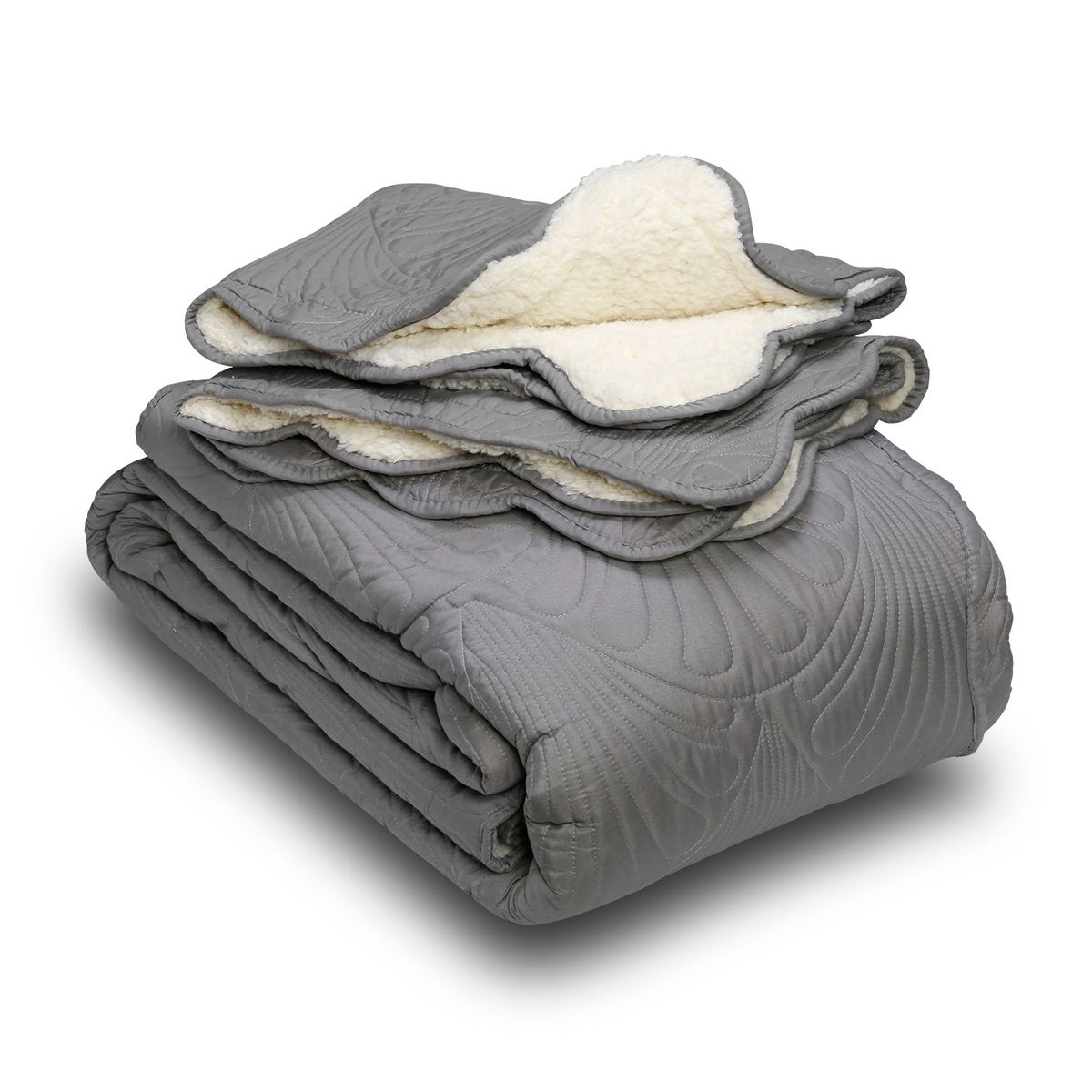 MALLORCA - Quilt Sherpa Paris Liso Gris 2 Plazas