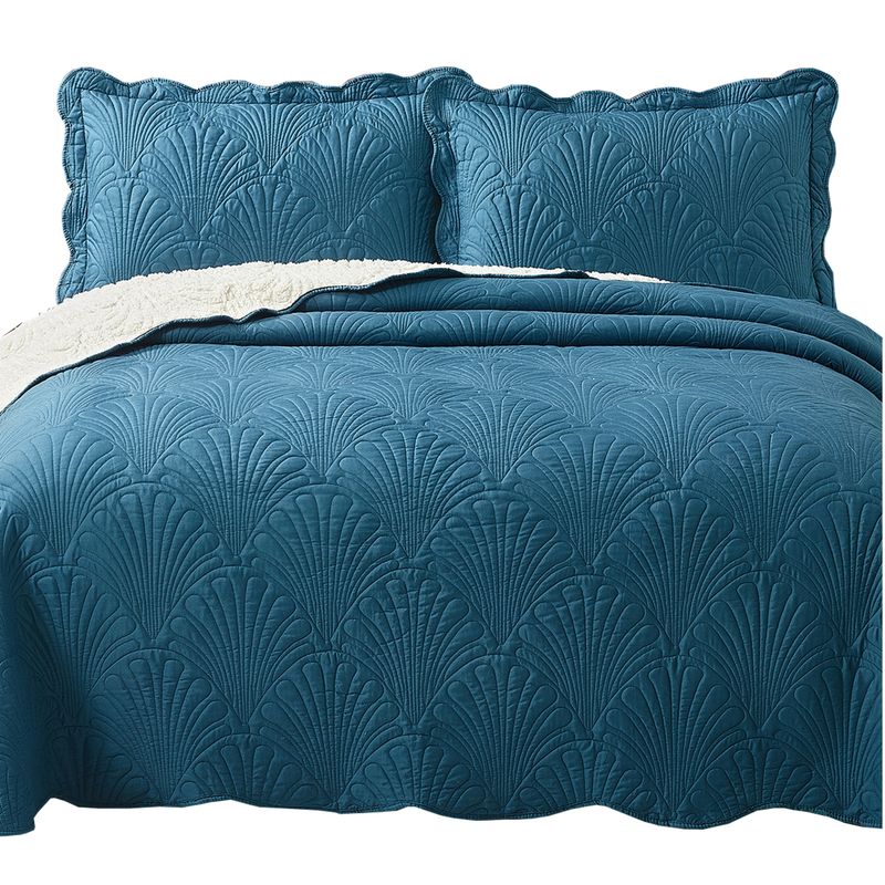MALLORCA - Quilt Sherpa Paris Liso Petroleo 1,5 Plazas