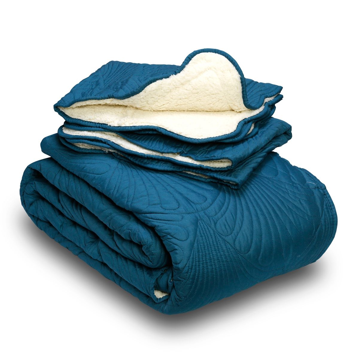 MALLORCA - Quilt Sherpa Paris Liso Petroleo 1,5 Plazas