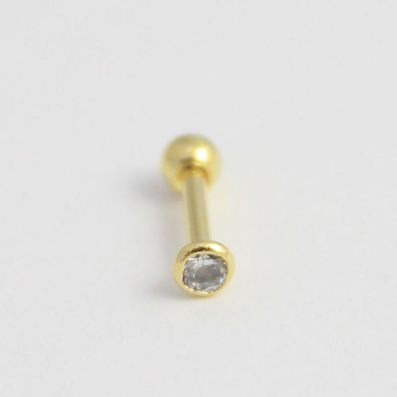GENERICO - Aros Mujer Piercing circón circulo Bañado en Oro Philippa Joyas