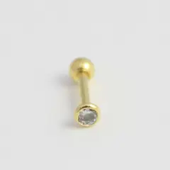 GENERICO - Aros Mujer Piercing circón circulo Bañado en Oro Philippa Joyas