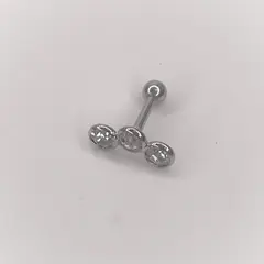 GENERICO - Aros Mujer Piercing circón 3 bolitas Acero Philippa Joyas