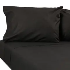 SUEÑO BLANCO - JUEGO DE SABANAS LISO 2 PLAZA NEGRO.