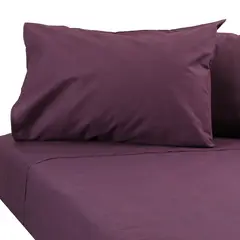 SUEÑO BLANCO - JUEGO DE SABANAS LISO 2 PLAZA MORADO OSCURO.