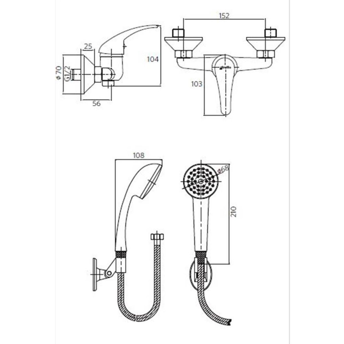 STRETTO - Monomando Ducha Ornella Cromo