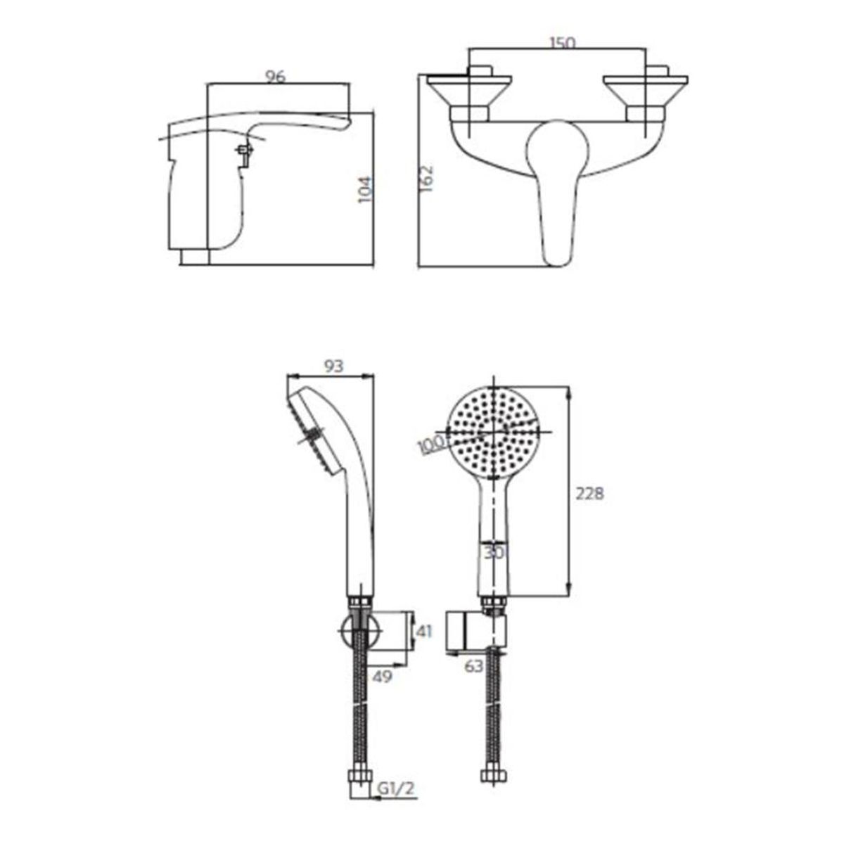 STRETTO - Monomando Ducha Muzio Cromo