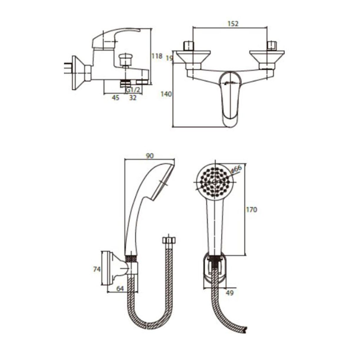 STRETTO - Monomando Tina Ducha New Standard Cromo