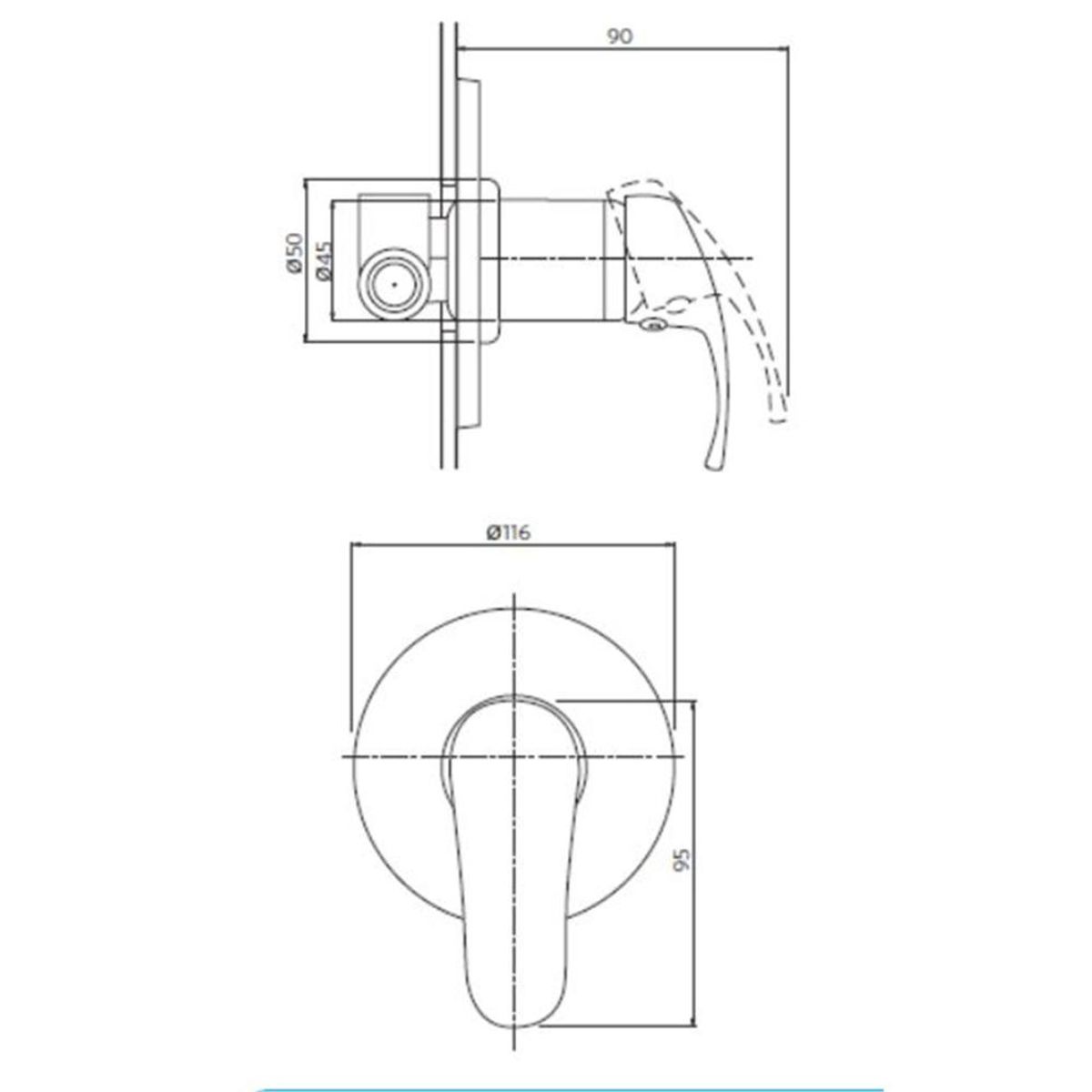 STRETTO - Monomando Ducha Empotrado New Standard Cromo
