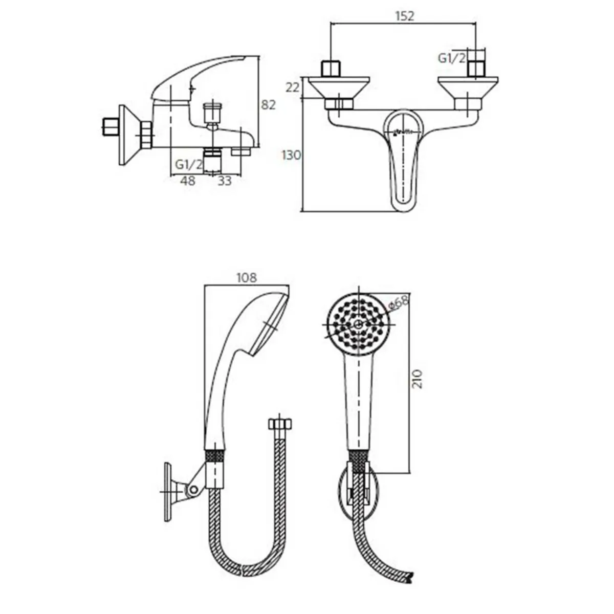STRETTO - Monomando Tina Ducha Ornella Cromo
