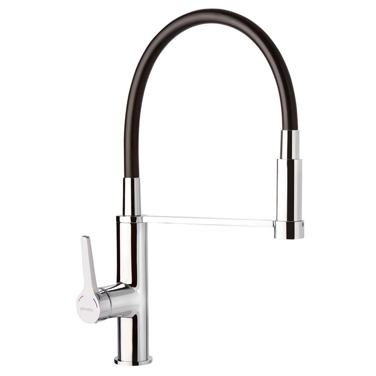 STRETTO - Monomando Lavaplatos Flexible Exo Cromo/Negro Mate