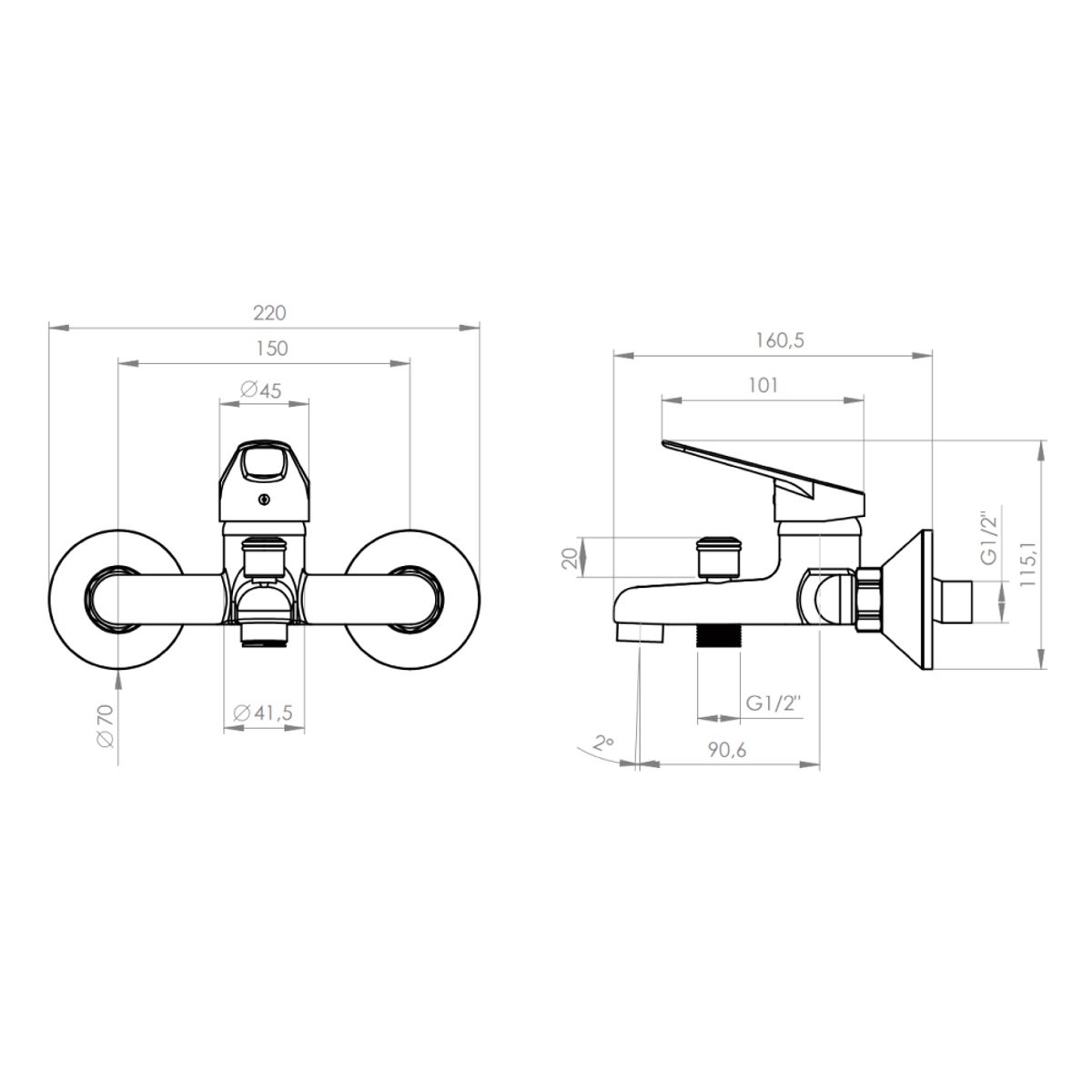 PMB - Monomando Tina Ducha Cincinnati Cromo