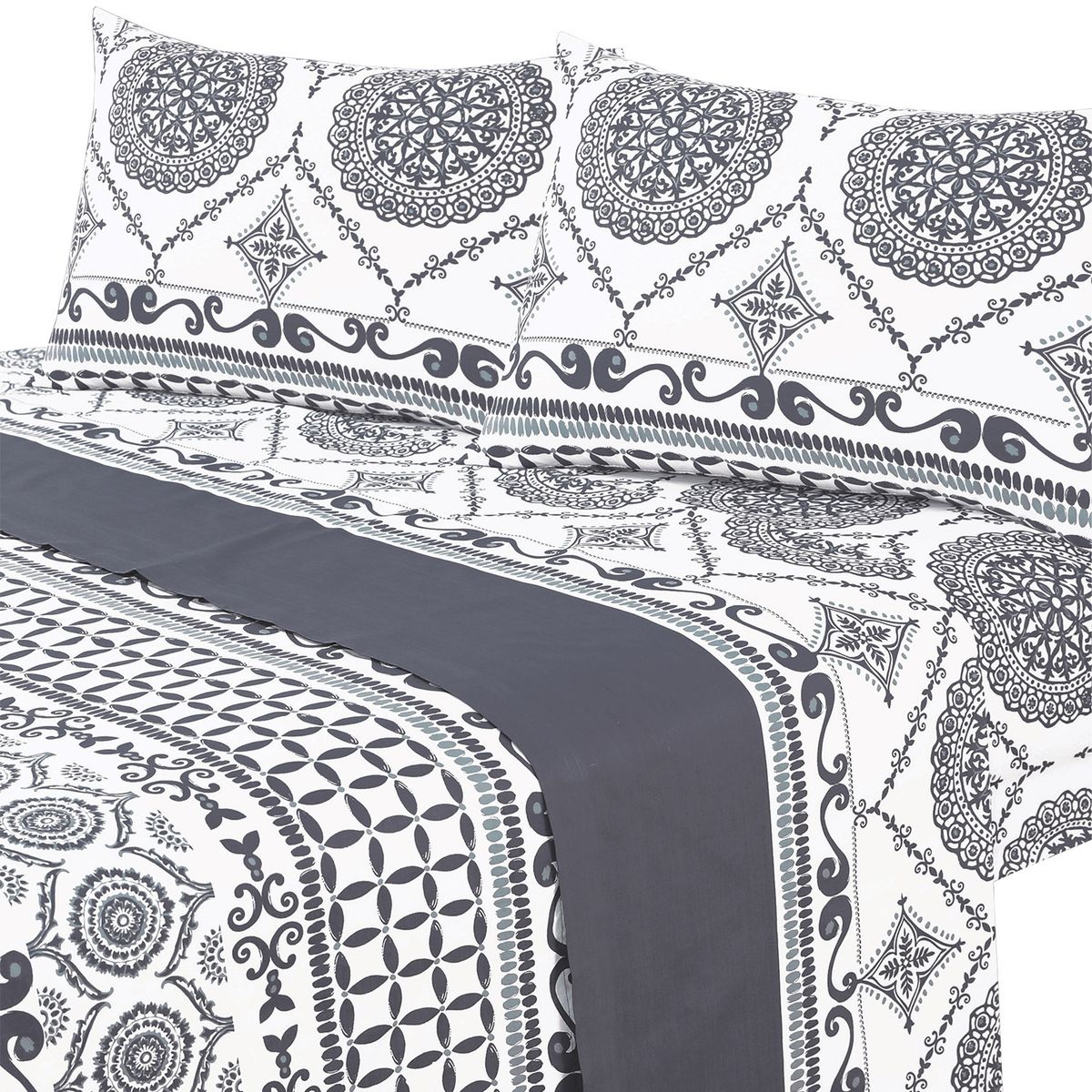 MALLORCA - Juego de Sabanas 144 Hilos Plus King Marrakech Gris