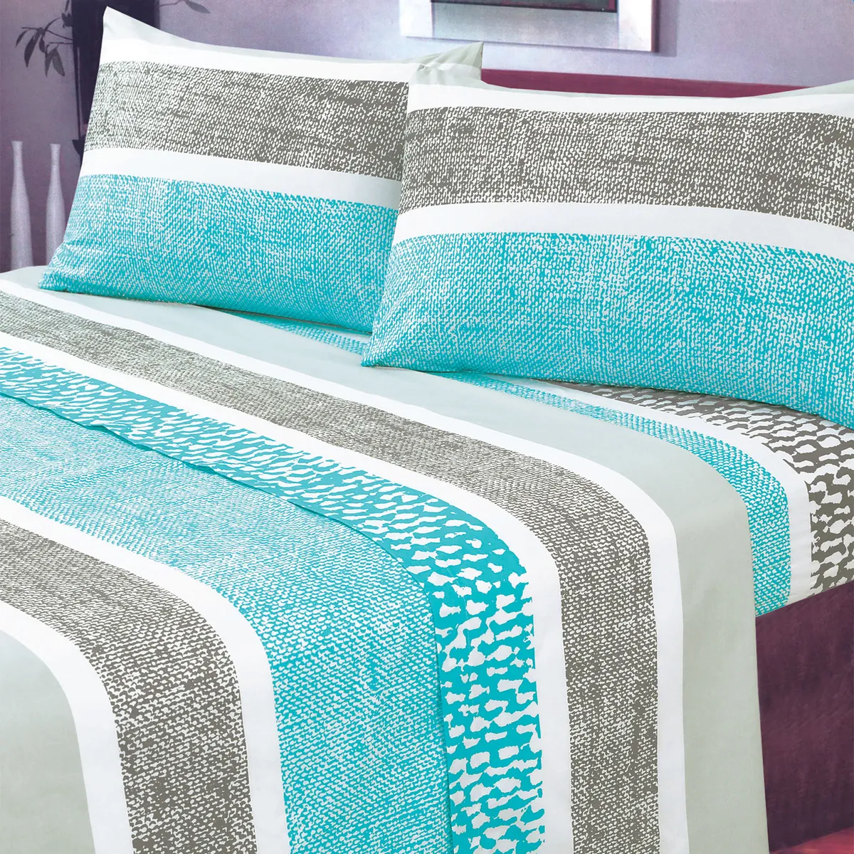 MALLORCA - Juego de Sabanas T144 Plus 15Pz Telar Turquesa