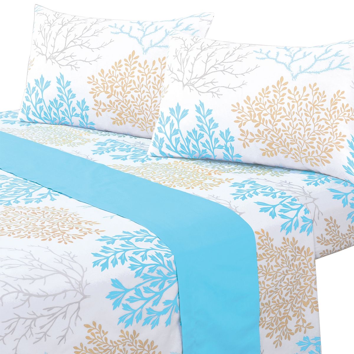 MALLORCA - Juego de Sabanas T144 Plus King Coral Turquesa