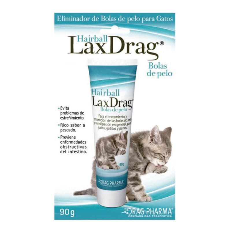 DRAG PHARMA - Lax Drag Suplemento Gato Elimina Bolas de Pelo, 90 Gr
