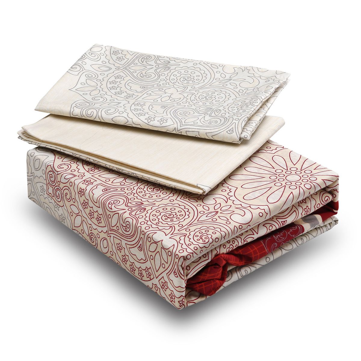 MALLORCA - Juego de Sabanas 144 Hilos Superking Delhi Bordo