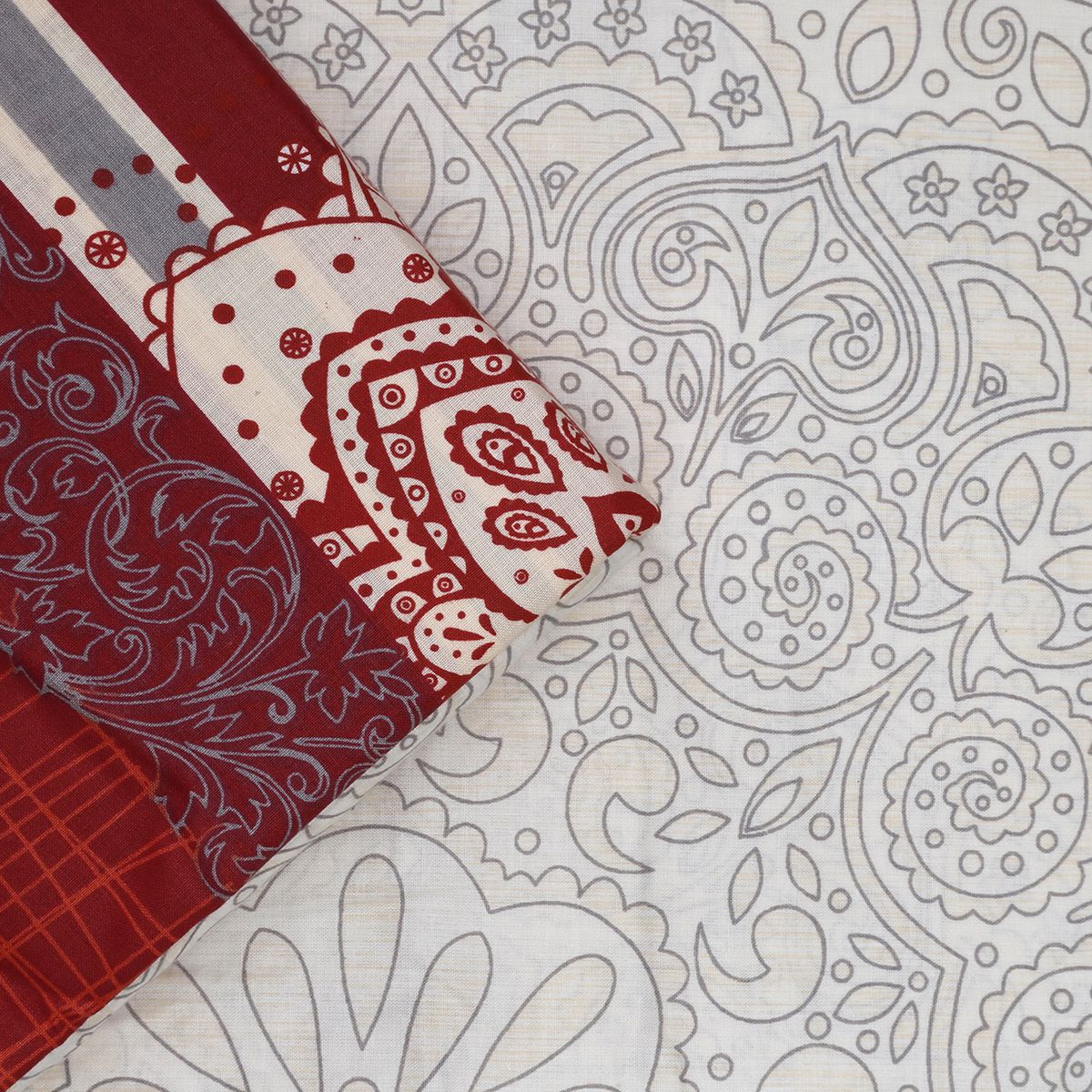 MALLORCA - Juego de Sabanas 144 Hilos Superking Delhi Bordo