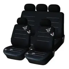 GOODCAR - Funda Cubre Asientos 9 Pzs Negro Diseño Mariposa